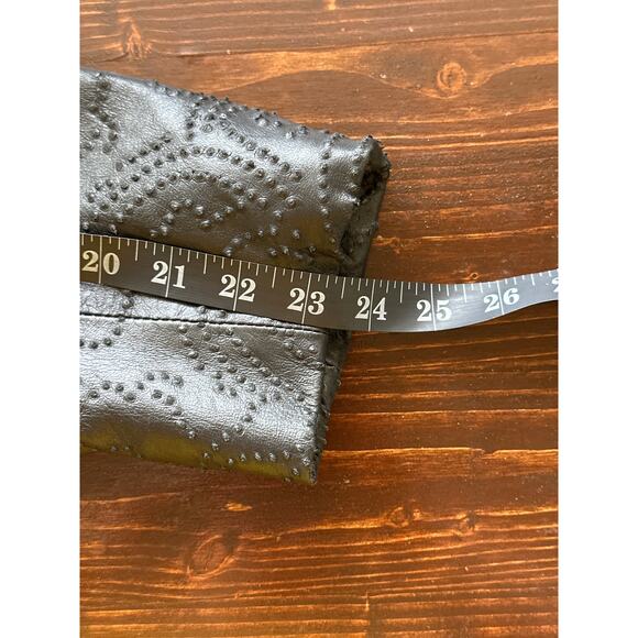 VTG 90s Y2K B&J Genuine Leather Blazer M Black 3D Embossed Boho Hippie - Picture 12 of 14